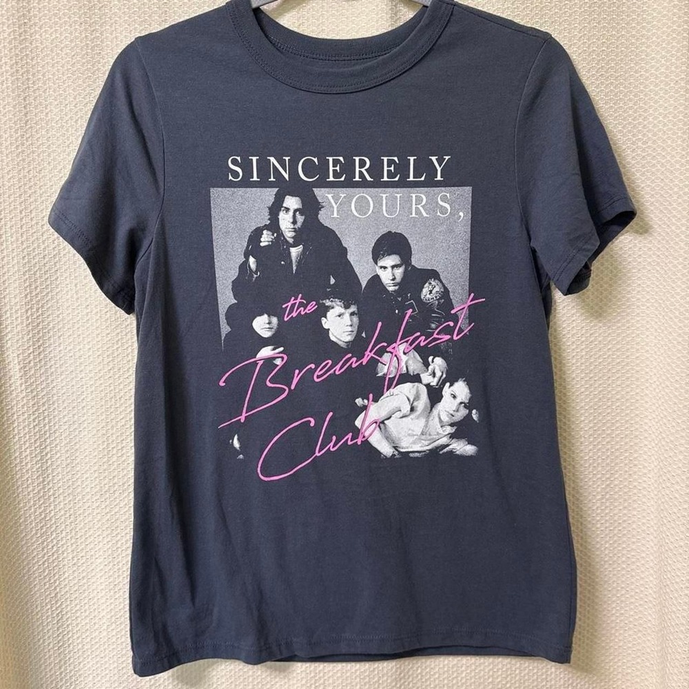Breakfast Club Graphic Tee Hybrid Apparel Charcoal Grey Pink Movie Shirt XS